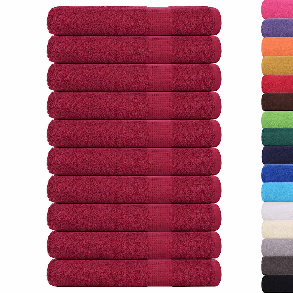 Asciugamani vidaxl 10 pezzi 100x200 cm 360 g m² 100% di cotone borgogna rosso