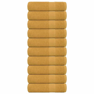 Vidaxl Bath towels 10 pcs 100x150 cm 360 g m² 100% cotton gold colored