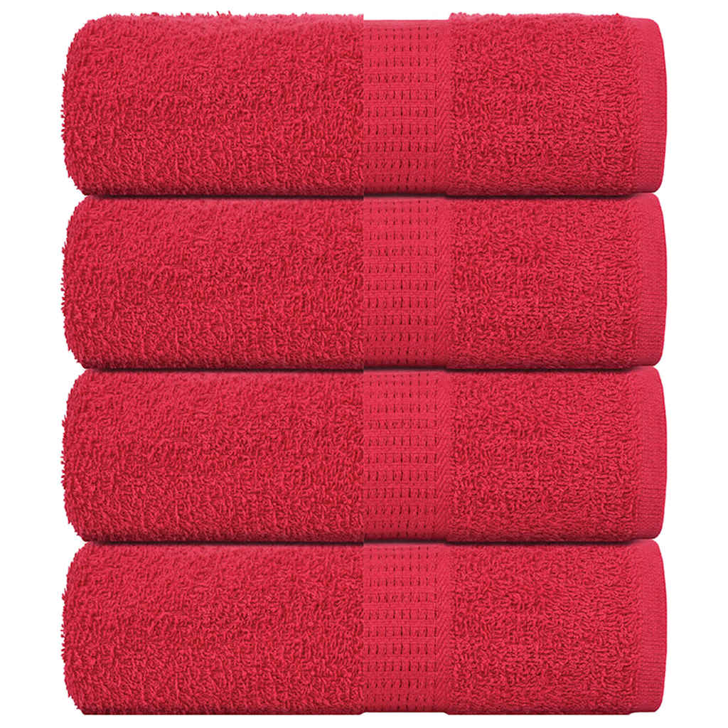 Vidaxl Guest Wipes 4 PCS 30x50 cm 360 g m² 100% di cotone rosso