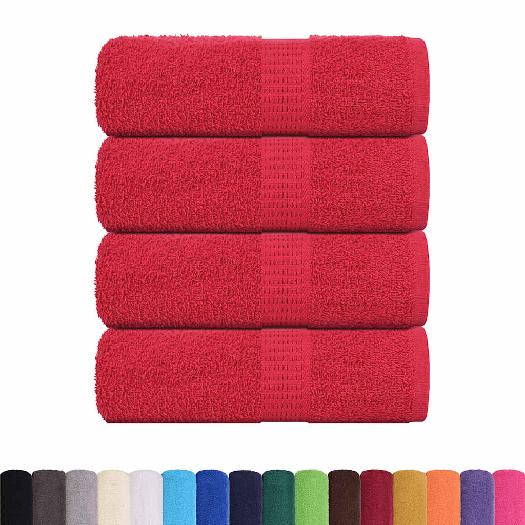 Vidaxl Guest Wipes 4 PCS 30x50 cm 360 g m² 100% di cotone rosso