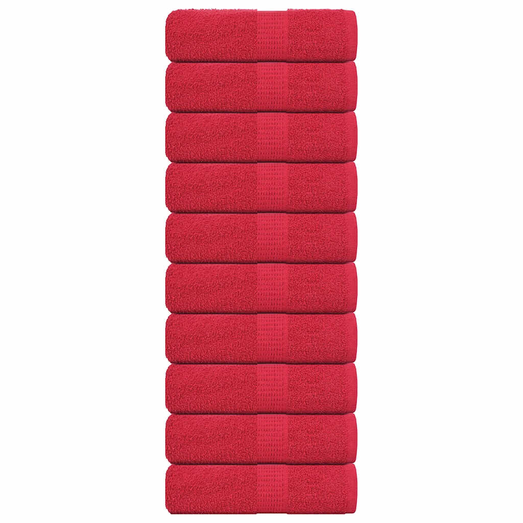 Toallitas invitadas de Vidaxl 10 PCS 30x50 cm 360 g m² 100% de algodón rojo