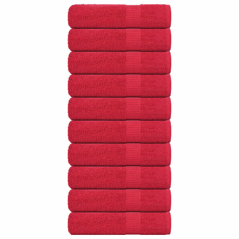 Toallas Vidaxl 10 st 50x100 cm 360 g m² 100% de algodón rojo