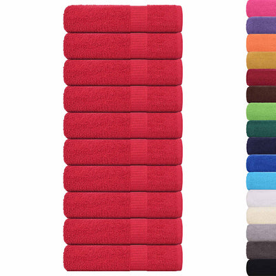 Toallas Vidaxl 10 st 50x100 cm 360 g m² 100% de algodón rojo