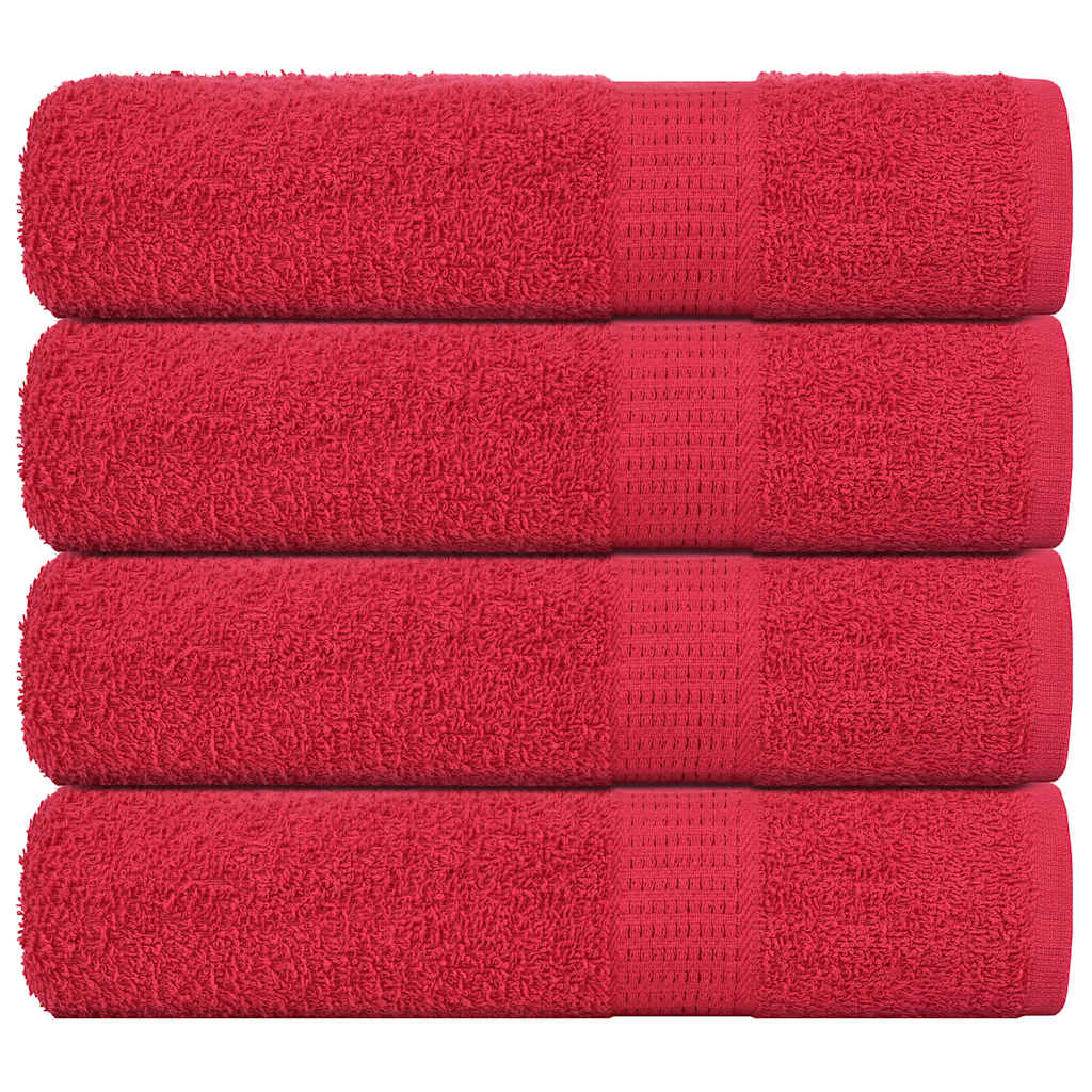 Toallas de baño Vidaxl 4 PCS 100x150 cm 360 g m² 100% de algodón rojo