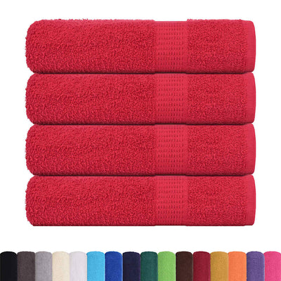 Toallas de baño Vidaxl 4 PCS 100x150 cm 360 g m² 100% de algodón rojo