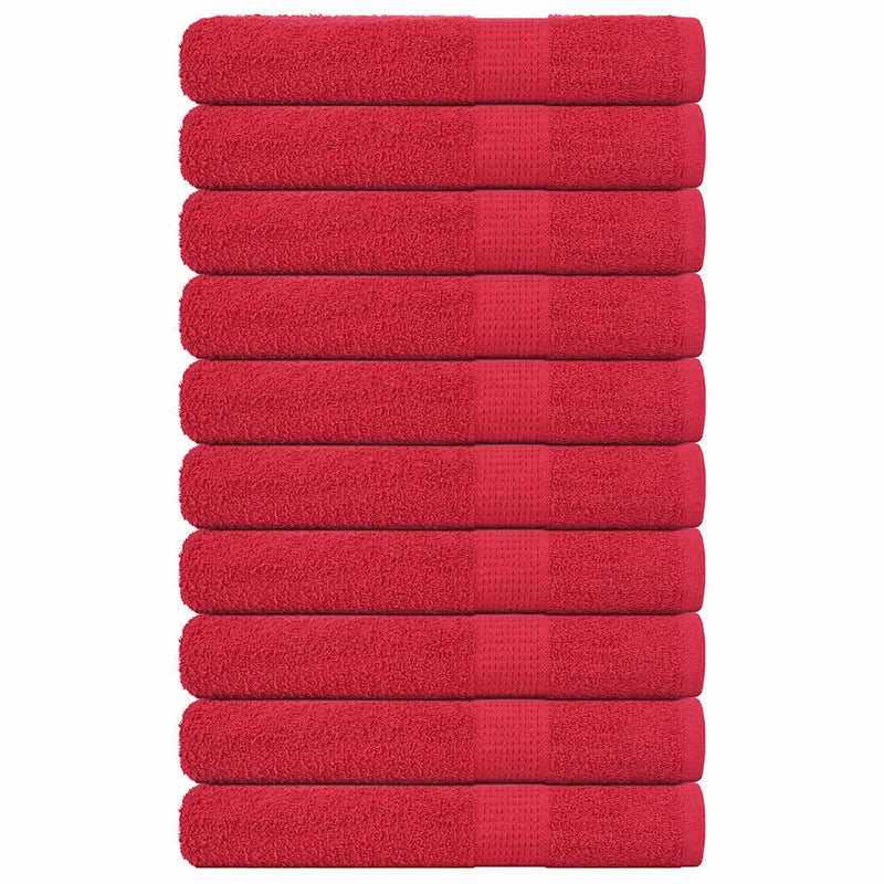 Toallas de sauna Vidaxl 10 st 80x200 cm 360 g m² 100% de algodón rojo