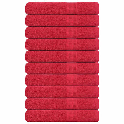 Toallas Vidaxl 10 pcs 100x200 cm 360 g m² 100% de algodón rojo