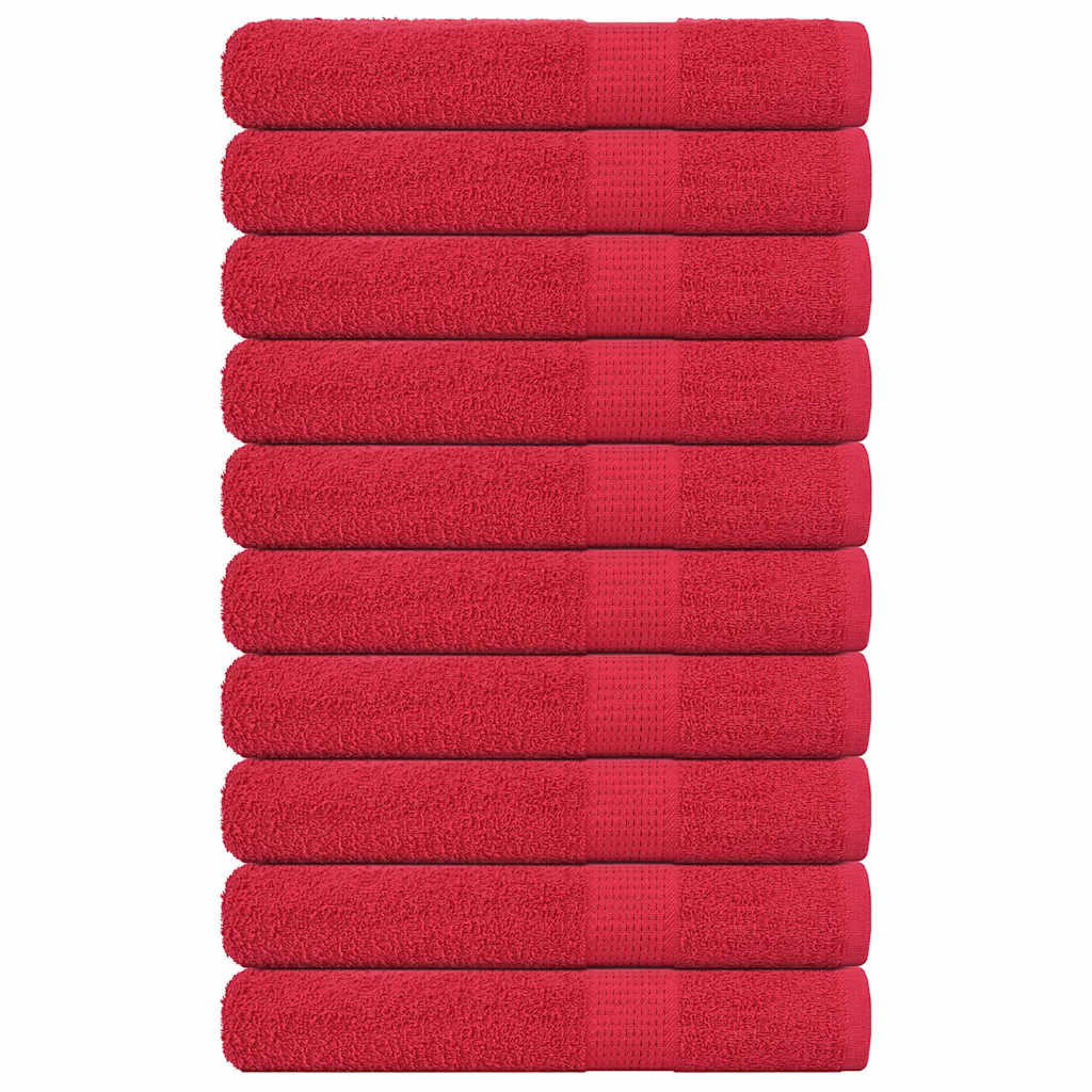 Asciugamani Vidaxl 10 pezzi 100x200 cm 360 g m² 100% di cotone rosso