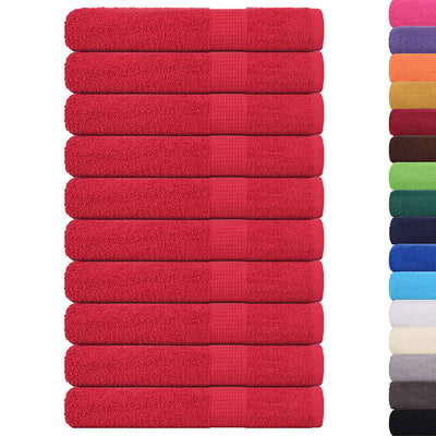 Toallas Vidaxl 10 pcs 100x200 cm 360 g m² 100% de algodón rojo