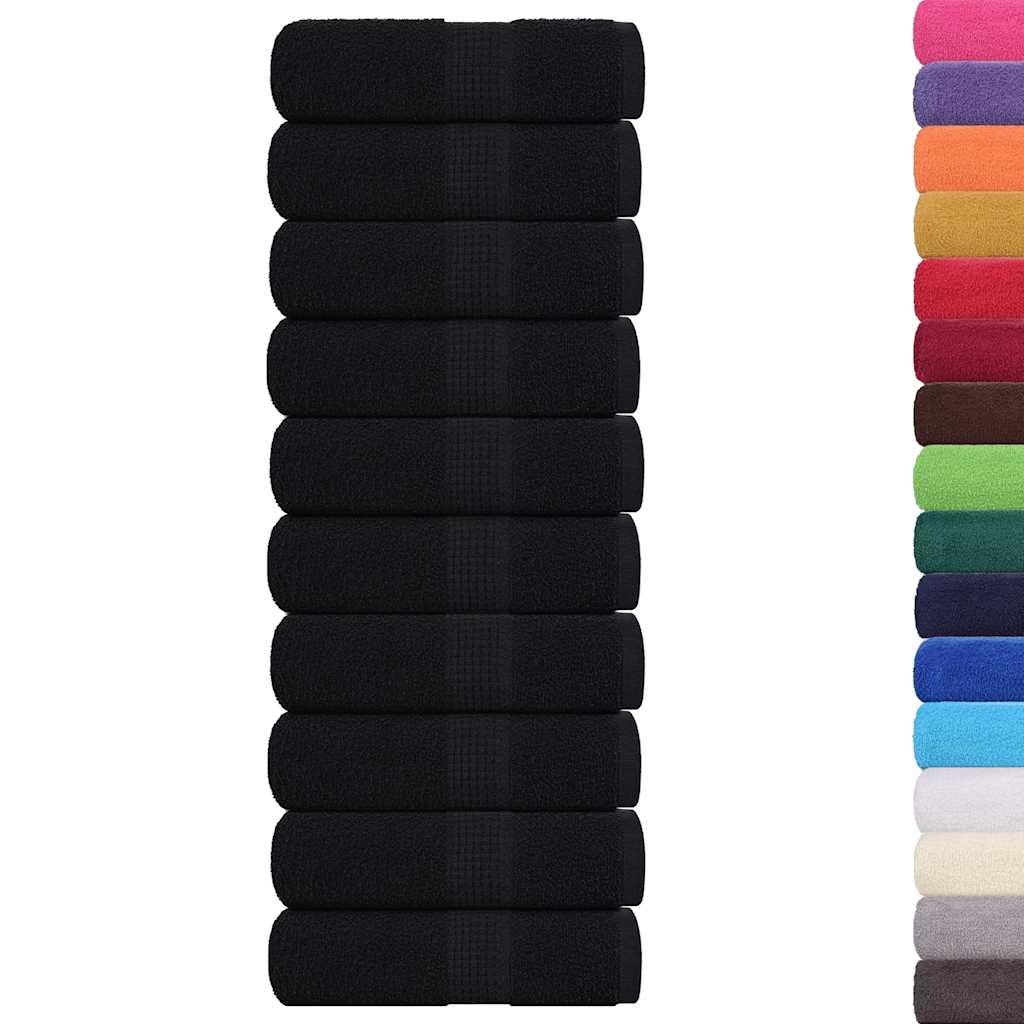 Toallitas invitadas de Vidaxl 10 PCS 30x50 cm 360 g m² 100% de algodón negro