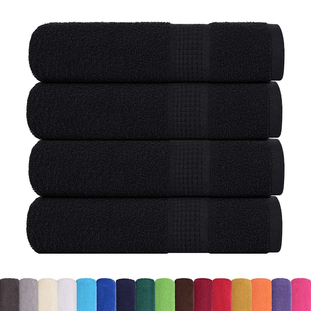 Asciugamani da bagno Vidaxl 4 St 100x150 cm 360 g m² 100% di cotone nero