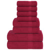Vidaxl Set de toalla de 8 piezas 360 g m² 100% Algodón Borgoña Rojo