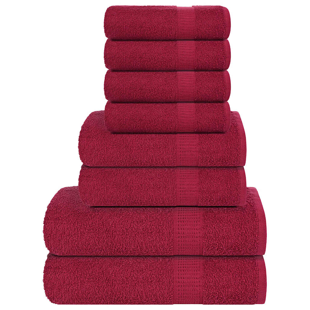 Vidaxl Set de toalla de 8 piezas 360 g m² 100% Algodón Borgoña Rojo