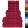 Vidaxl Set de toalla de 8 piezas 360 g m² 100% Algodón Borgoña Rojo