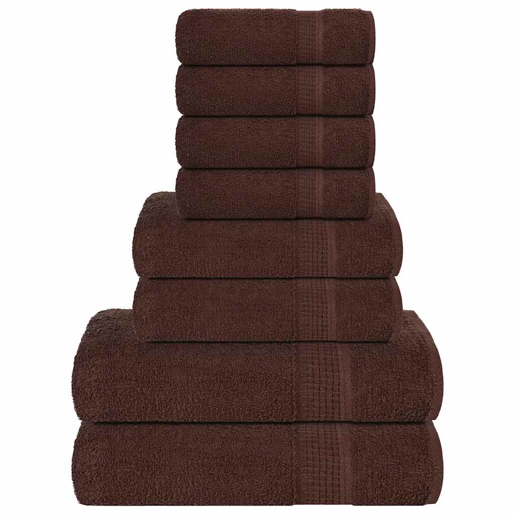 Vidaxl Set di asciugamani a 8 pezzi 360 g m² 100% di cotone marrone