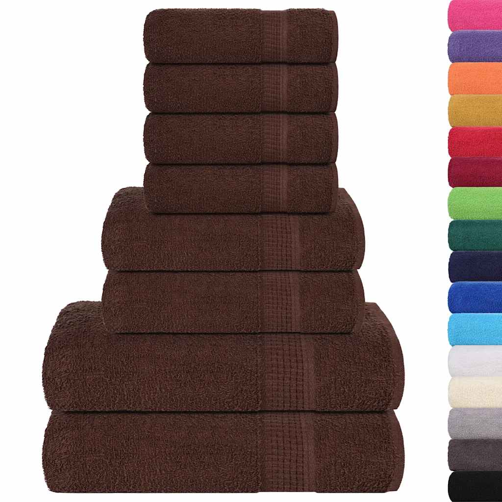 Vidaxl Set di asciugamani a 8 pezzi 360 g m² 100% di cotone marrone