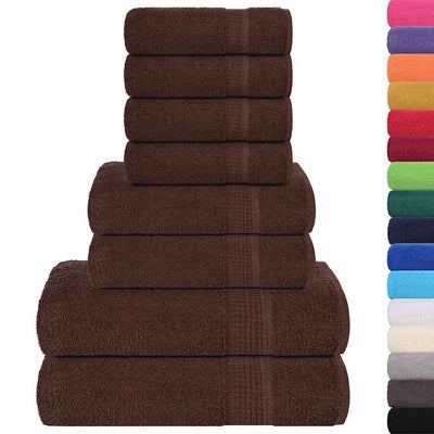 Vidaxl Set di asciugamani a 8 pezzi 360 g m² 100% di cotone marrone
