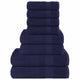 Vidaxl Conjunto de toallas de 8 piezas 360 g m² 100% de algodón azul marino