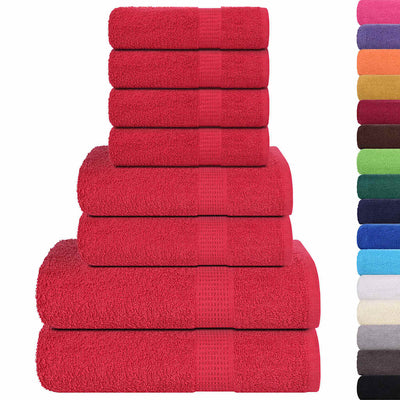 Vidaxl Set di asciugamani a 8 pezzi 360 g m² 100% di rosso di cotone