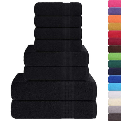 Vidaxl Set di asciugamani a 8 pezzi 360 g m² 100% di cotone nero