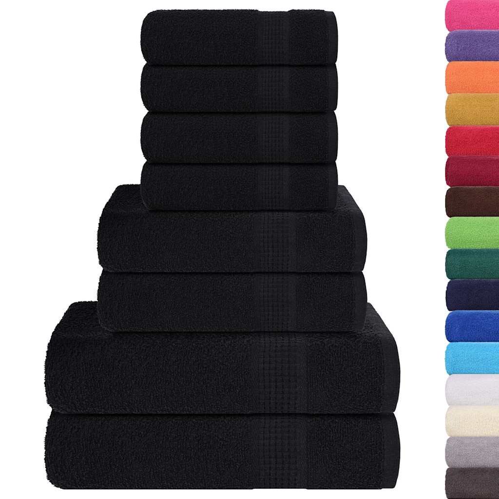 Vidaxl Set di asciugamani a 8 pezzi 360 g m² 100% di cotone nero
