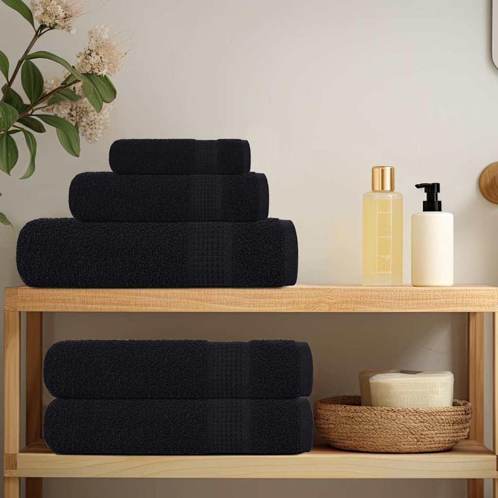 Vidaxl Set di asciugamani a 8 pezzi 360 g m² 100% di cotone nero