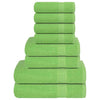 Vidaxl Set di asciugamani a 8 pezzi 360 g m² 100% di mela di cotone verde