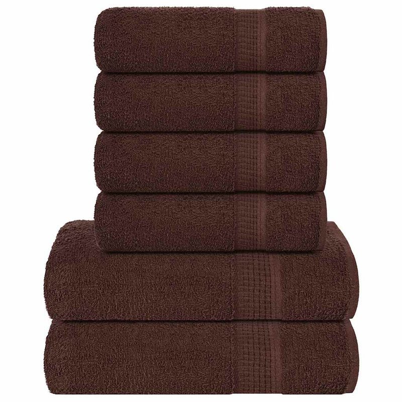 Set di asciugamani da 6 pezzi Vidaxl 360 g m² 100% di cotone marrone