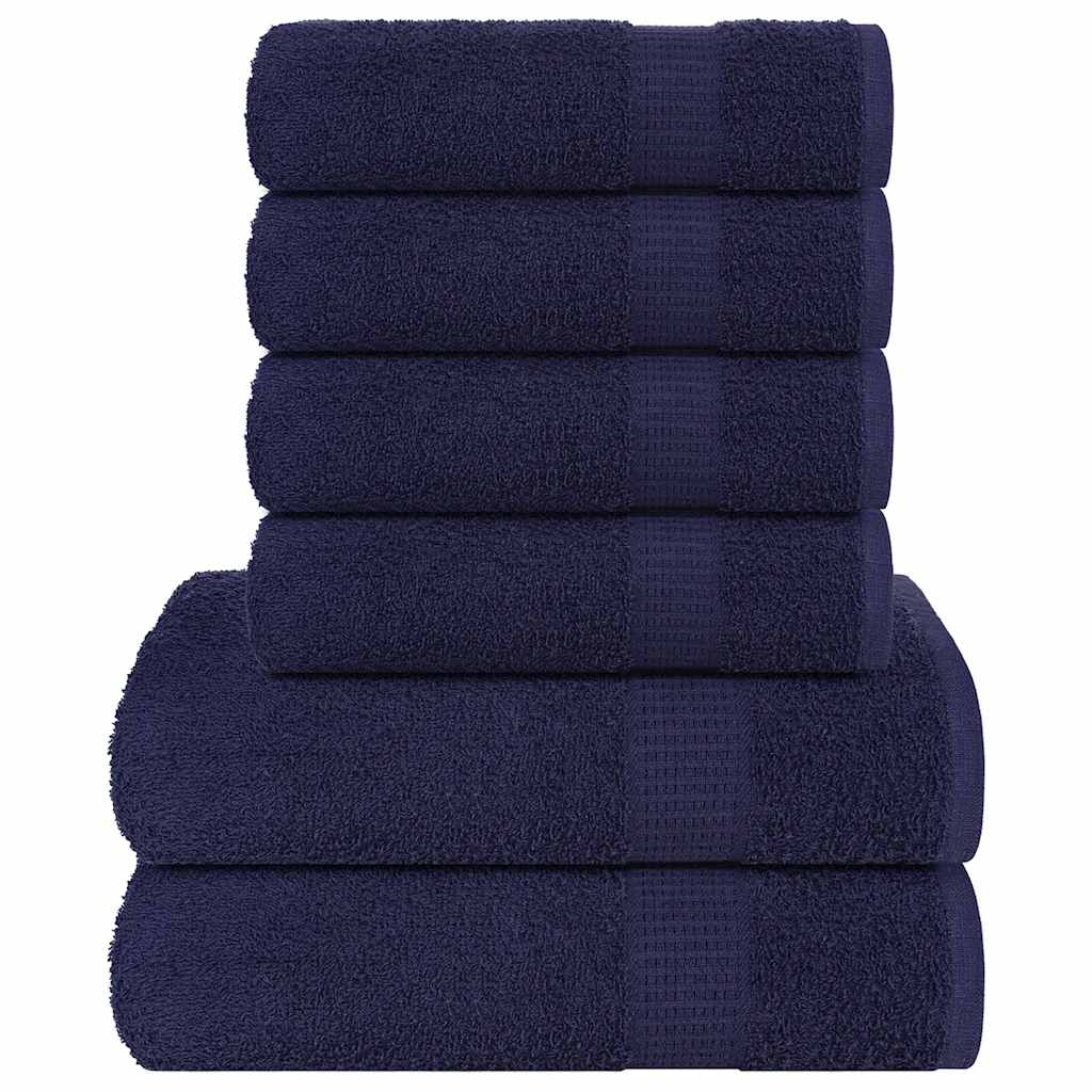 Vidaxl Conjunto de toallas de 6 piezas 360 g m² 100% Algodón azul marino