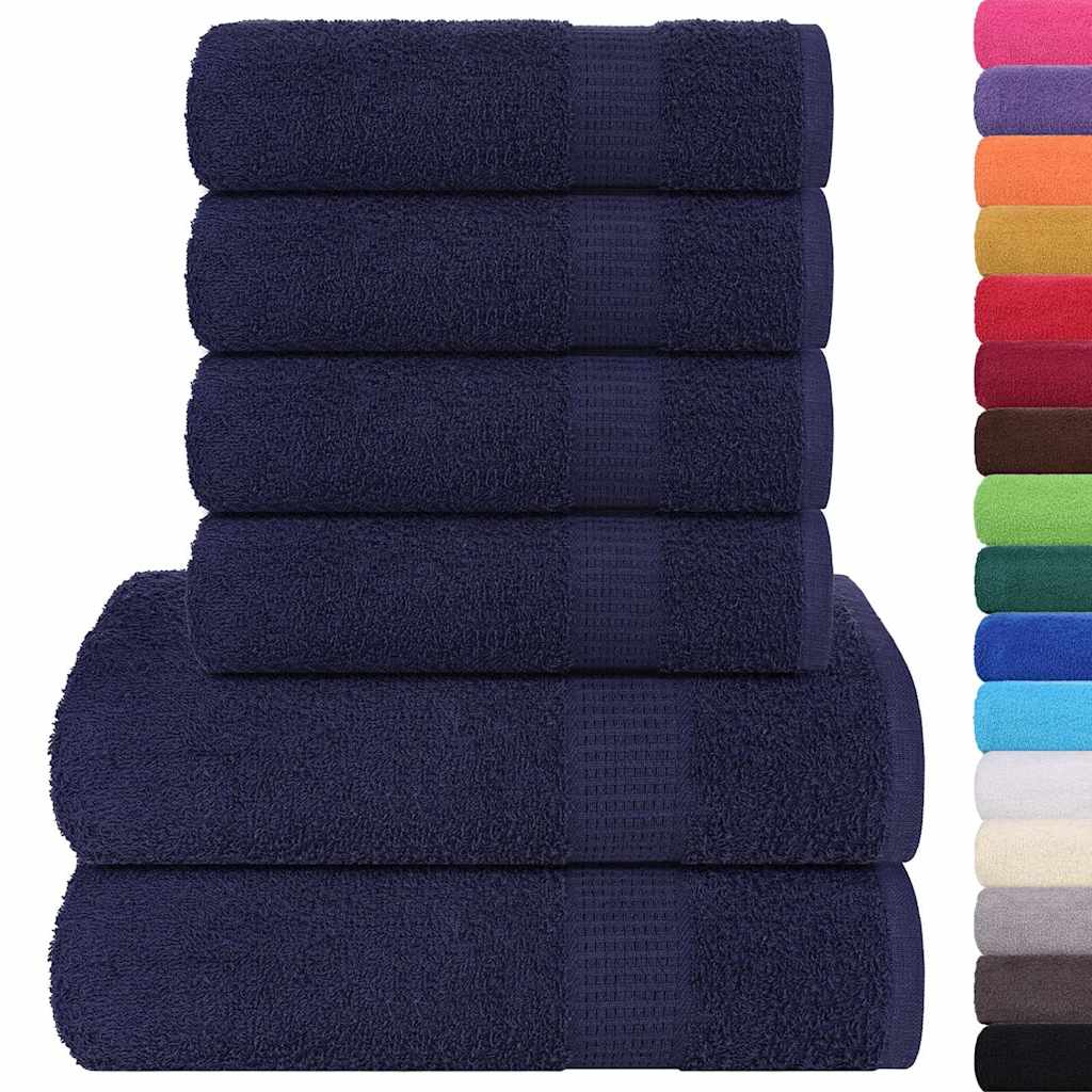 Vidaxl Conjunto de toallas de 6 piezas 360 g m² 100% Algodón azul marino