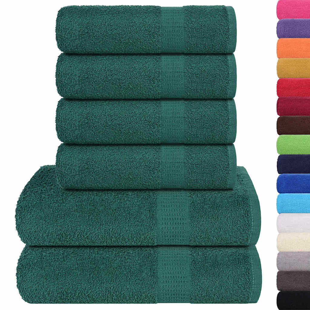 Vidaxl Set di asciugamani da 6 pezzi 360 g m² 100% di cotone verde