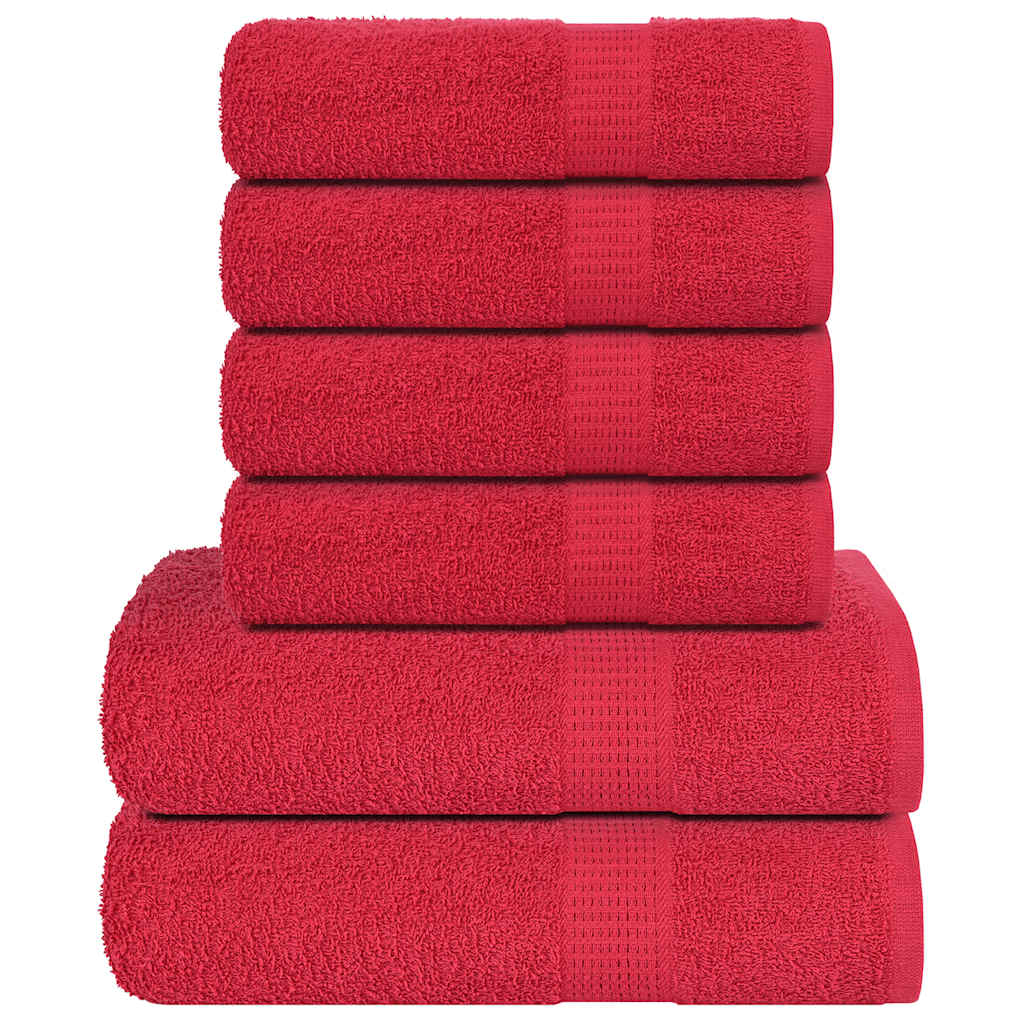 Vidaxl Conjunto de toallas de 6 piezas 360 g m² 100% de algodón rojo