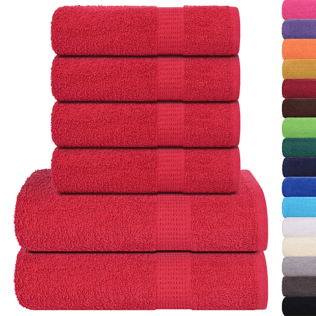 Vidaxl Conjunto de toallas de 6 piezas 360 g m² 100% de algodón rojo