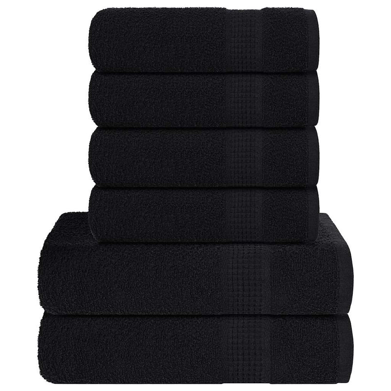 Vidaxl Set di asciugamani da 6 pezzi 360 g m² 100% di cotone nero