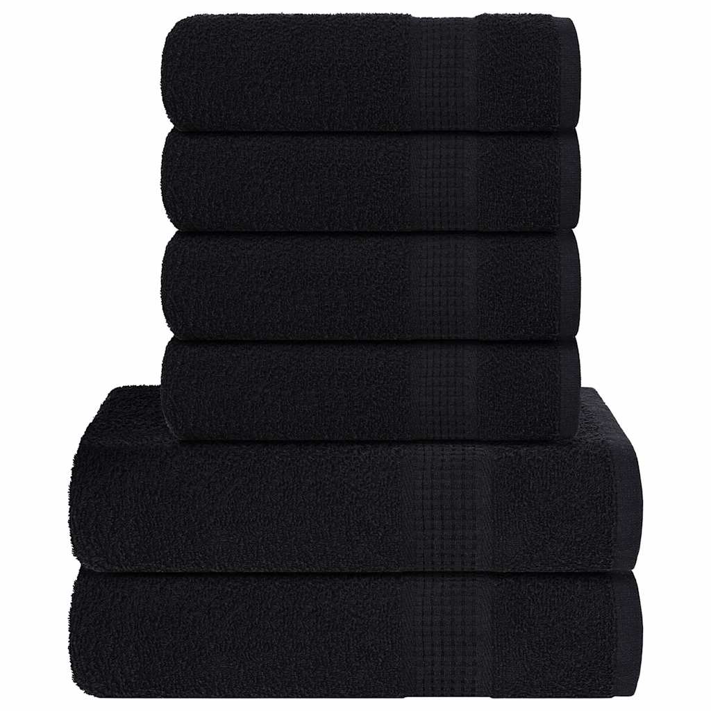 Vidaxl Conjunto de toallas de 6 piezas 360 g m² 100% de algodón negro