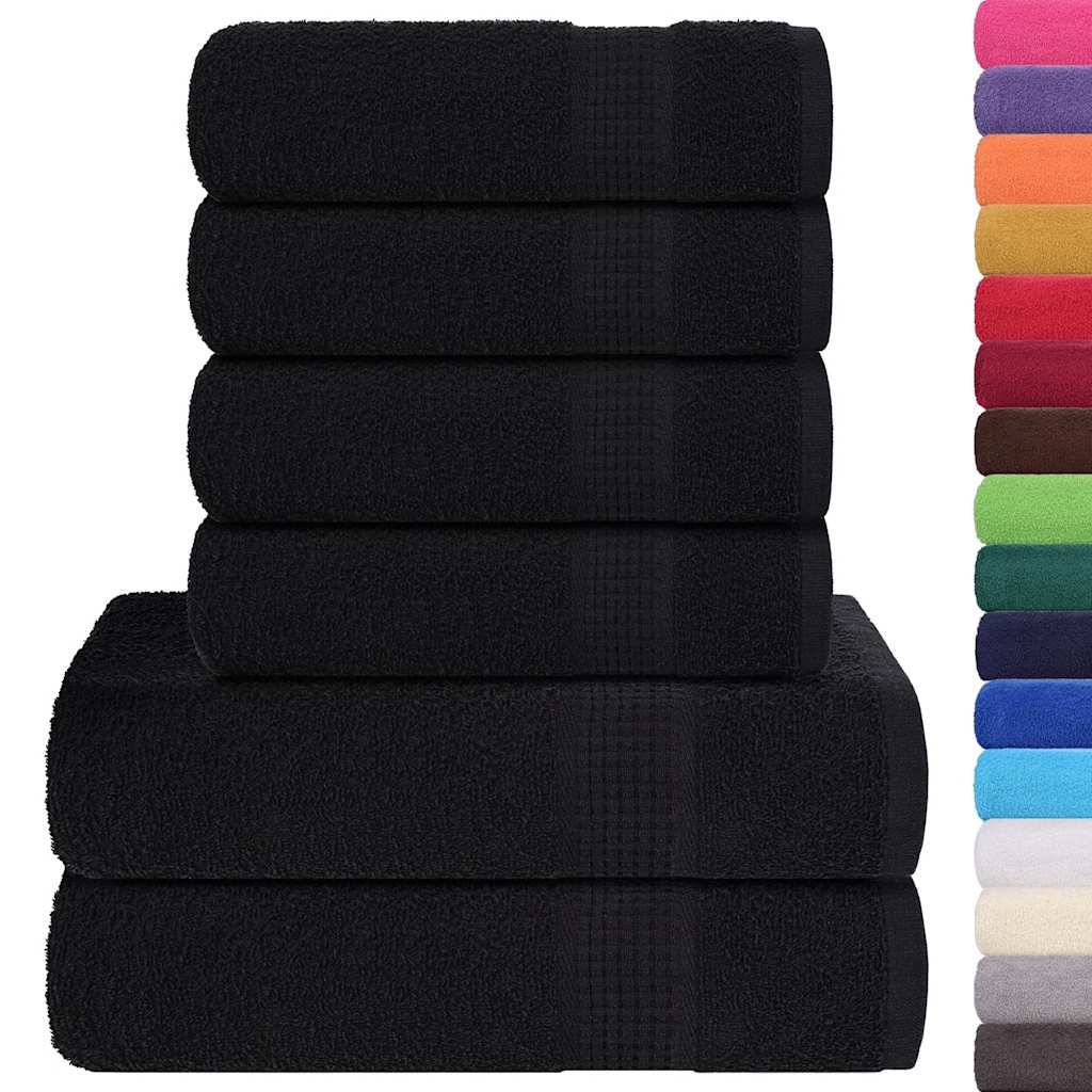 Vidaxl Conjunto de toallas de 6 piezas 360 g m² 100% de algodón negro