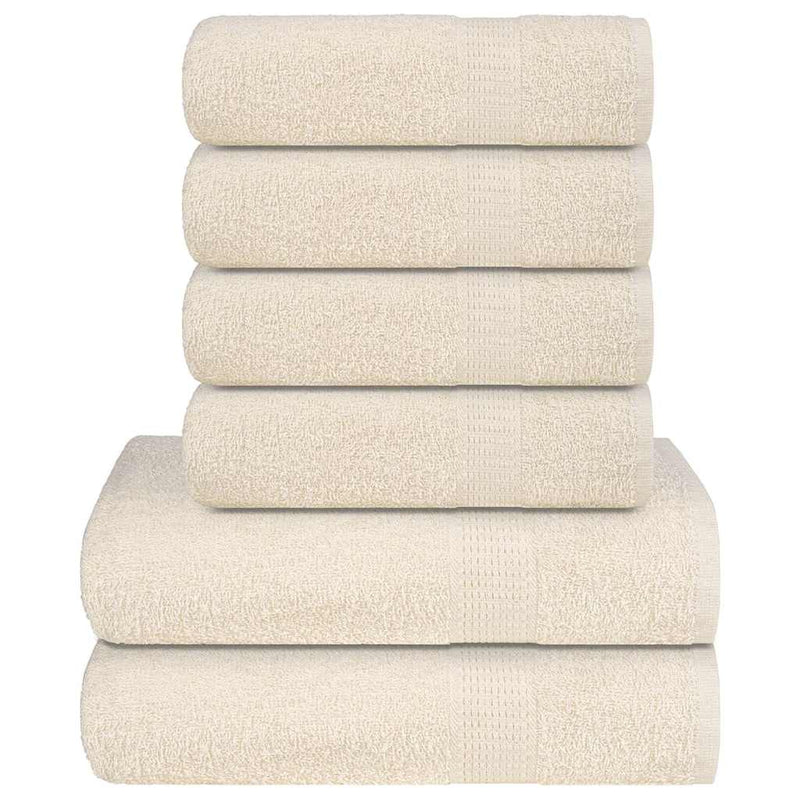 Vidaxl Conjunto de toallas de 6 piezas 360 g m² 100% de color crema de algodón