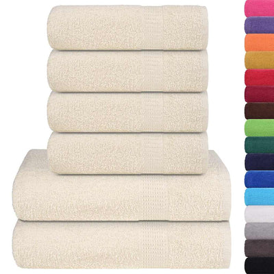 Set di asciugamani da 6 pezzi Vidaxl 360 g m² 100% di cotone color crema