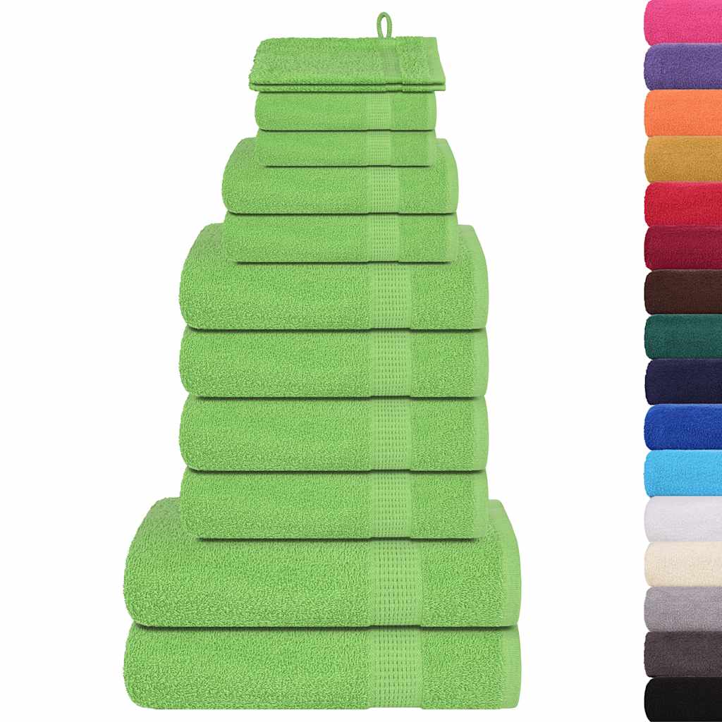 Vidaxl Conjunto de toallas de 12 piezas 360 g m² 100% de manzana de algodón verde