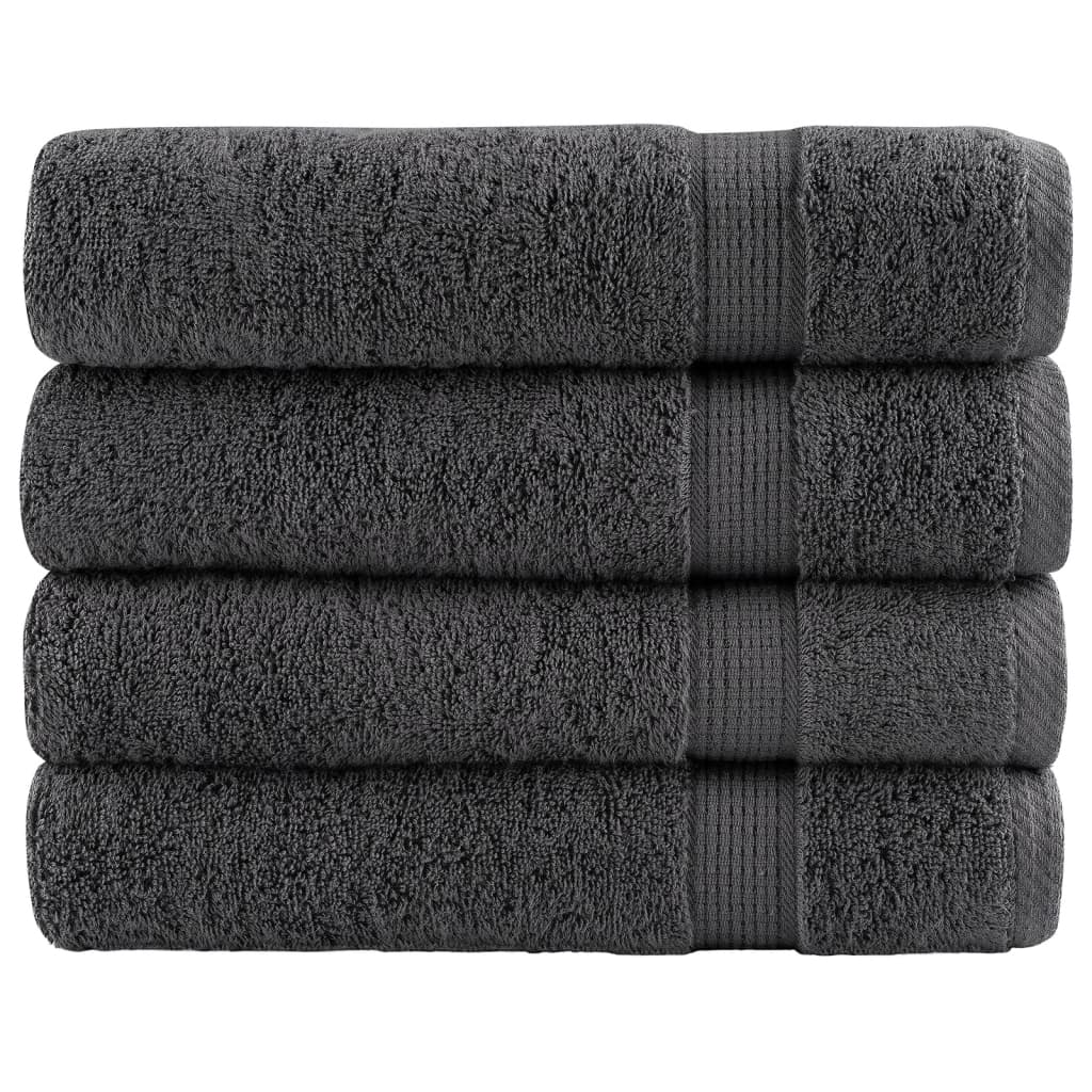 Vidaxl Asciugamani da bagno Solund 4 pezzi 600 g m² 100x150 cm Antracite