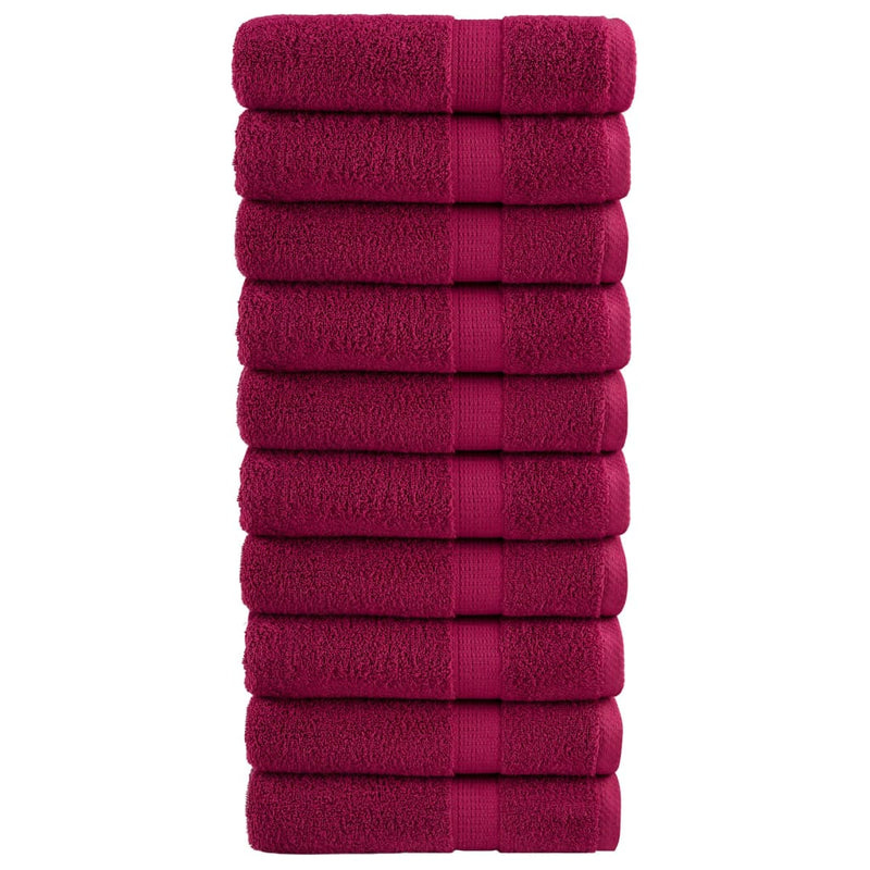 Vidaxl Asse asciugamani da bagno Solund 10 ST 600 G M² 70x140 cm Bordeaux rosso