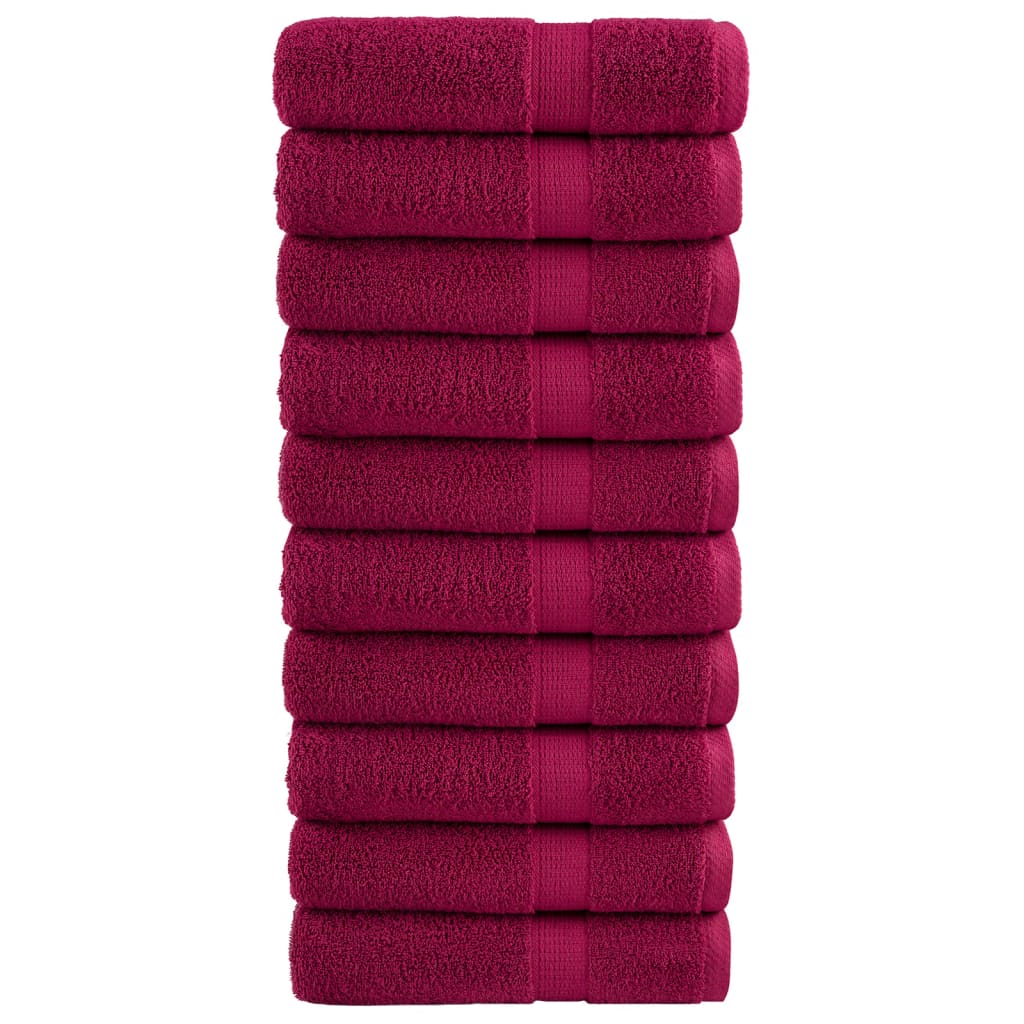 Vidaxl Asse asciugamani da bagno Solund 10 ST 600 G M² 70x140 cm Bordeaux rosso