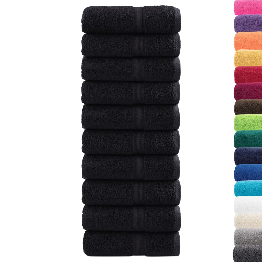 VidaXL asciugamani ospite solund 10 pz 600 g mq 30x50 cm nero