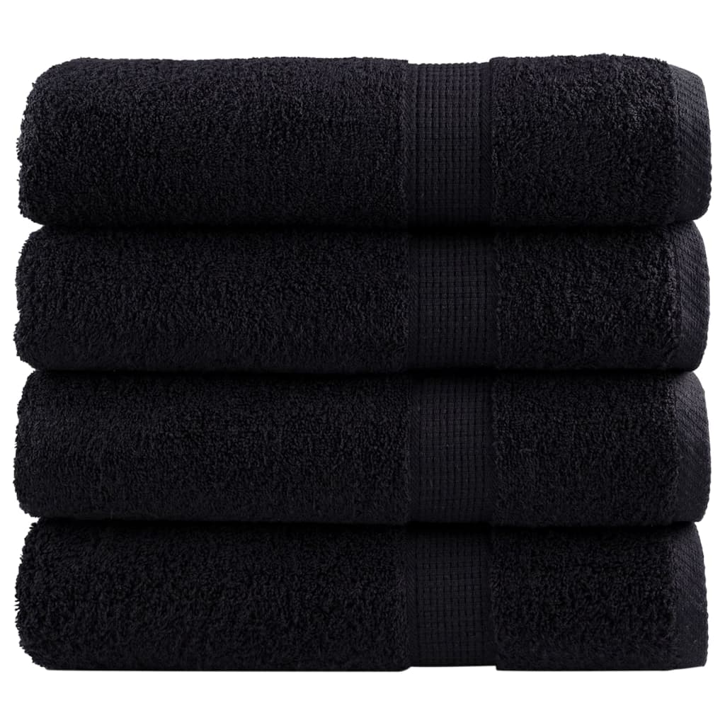 Asciugamani vidaxl solund 4 pezzi 600 g m² 50x100 cm nero