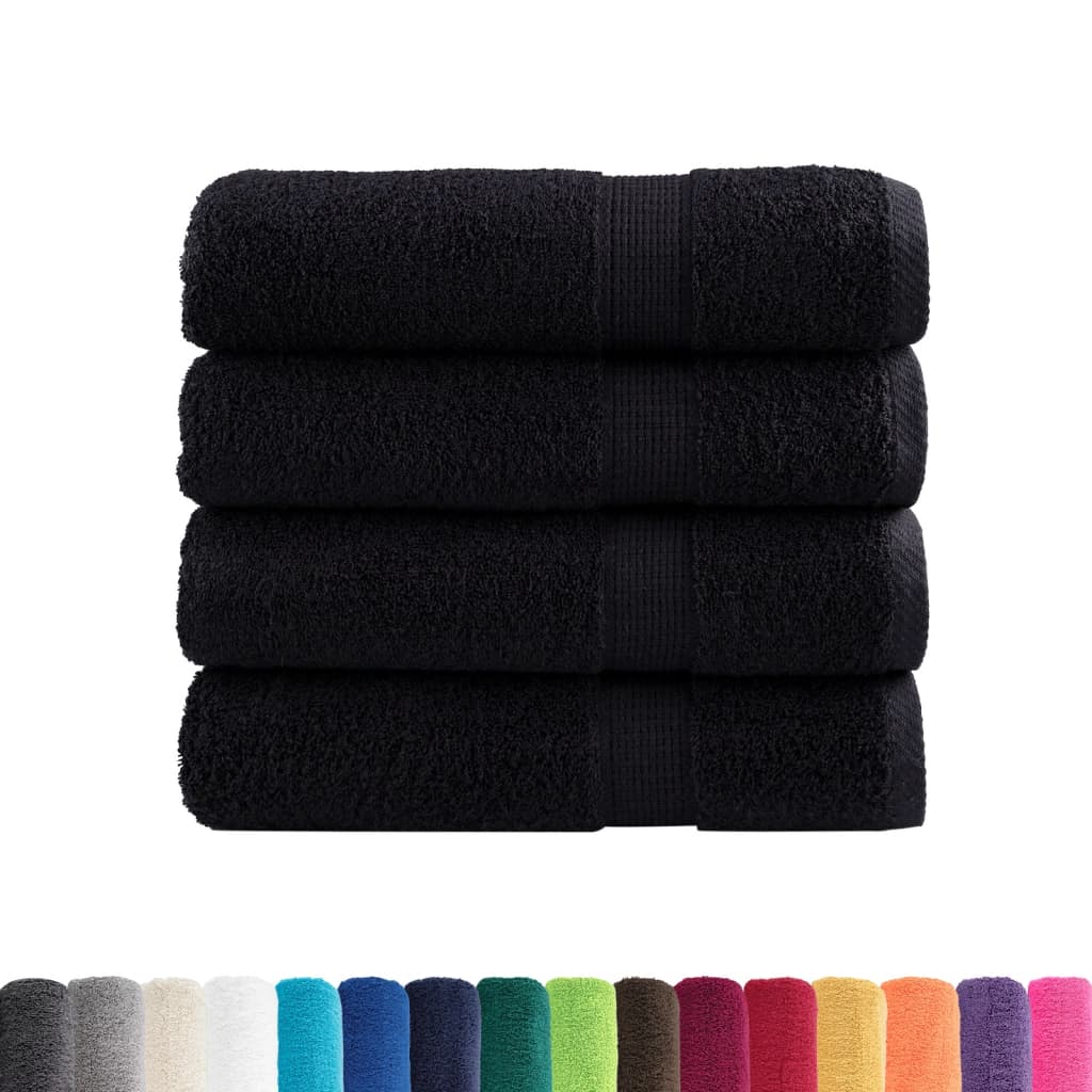 Asciugamani vidaxl solund 4 pezzi 600 g m² 50x100 cm nero