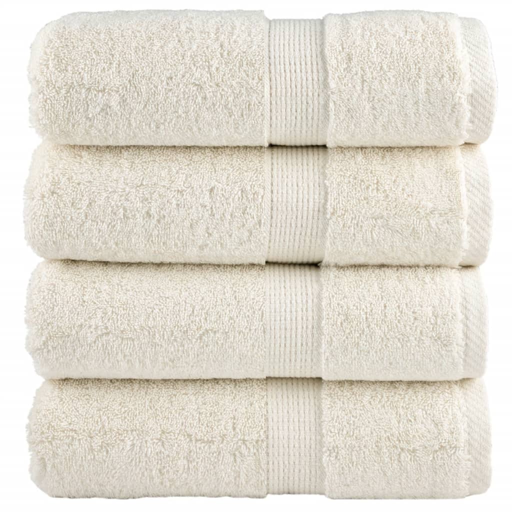 VidaXL asciugamani ospite solund 4 pz 600 g m² 30x50 cm color crema