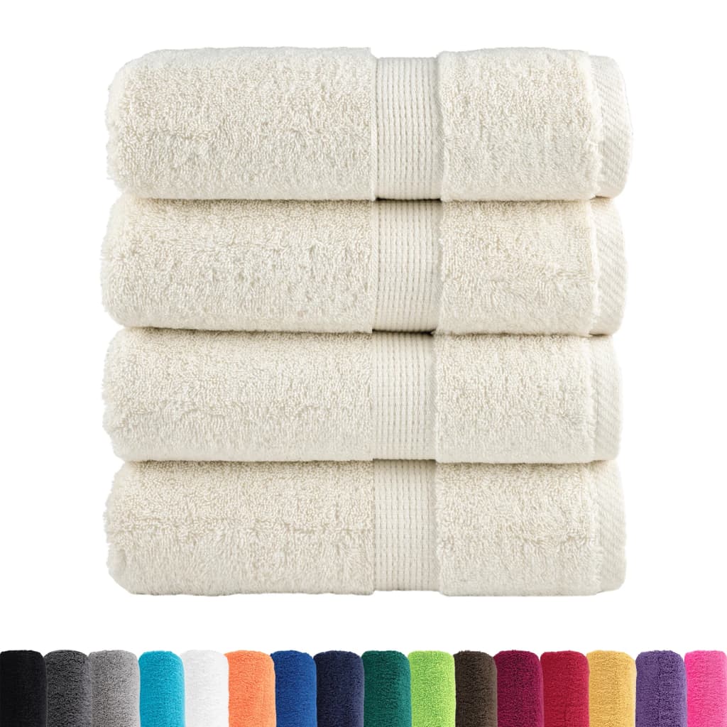 VidaXL asciugamani ospite solund 4 pz 600 g m² 30x50 cm color crema