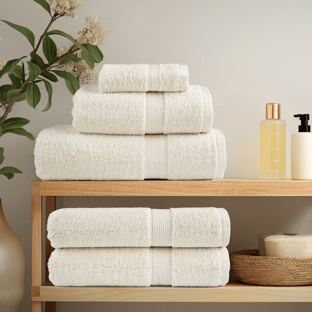 VidaXL asciugamani ospite solund 4 pz 600 g m² 30x50 cm color crema