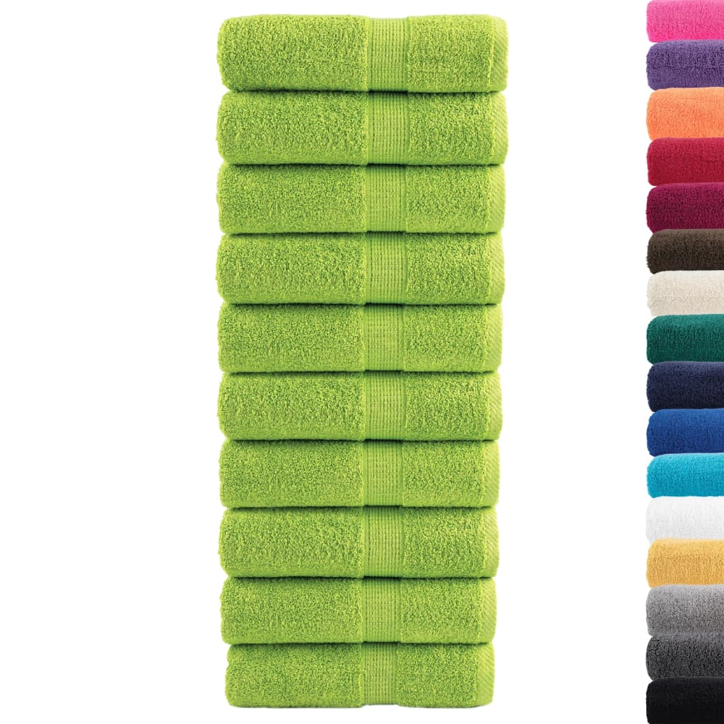 VidaXL asciugamani ospite solund 10 pz 600 g m² 30x50 cm verde mela