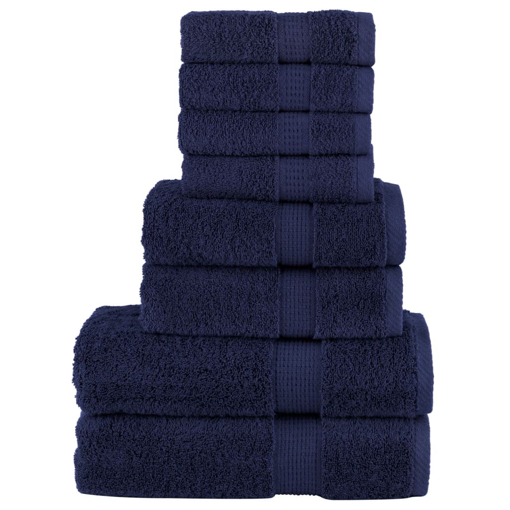 Vidaxl Set di asciugamani a 8 pezzi Solundio 600 g m² blu navy